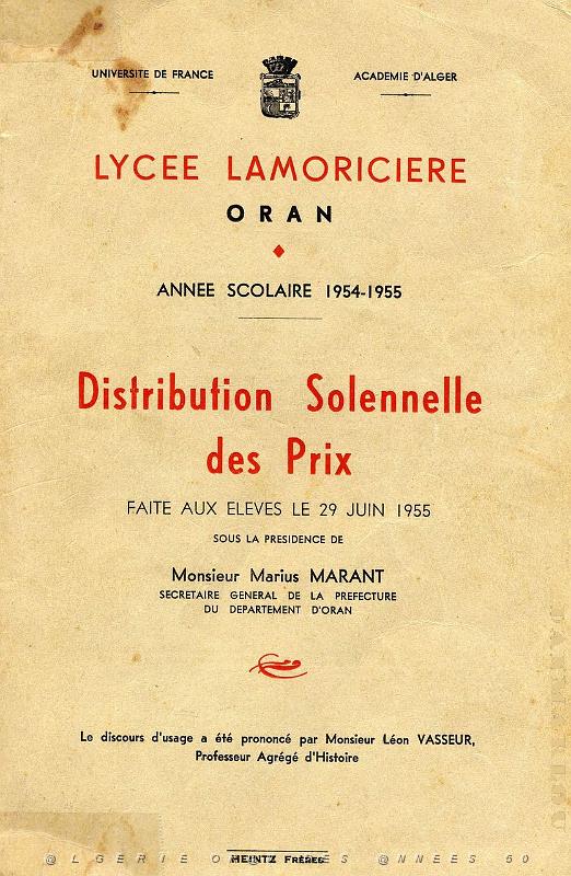 LYCEE LAMORICIERE DISTRIBUTIONS PRIX  29 JUIN 1955   (1).JPG